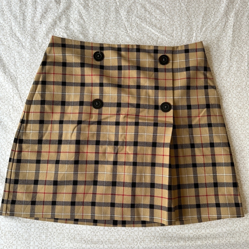 Mango plaid mini skirt